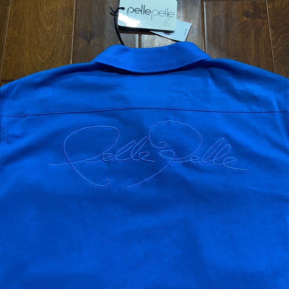 Pelle Pelle Vintage Y2K Ocean Blue Polo Shirt Cotton NWT Big & Tall Men's 2XL - Picture 5 of 8